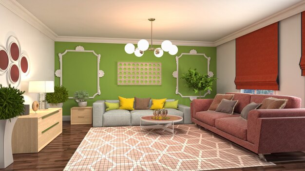 Illustration of the living room interior