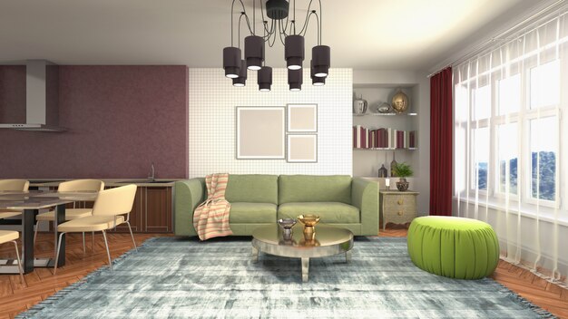 Illustration of the living room interior