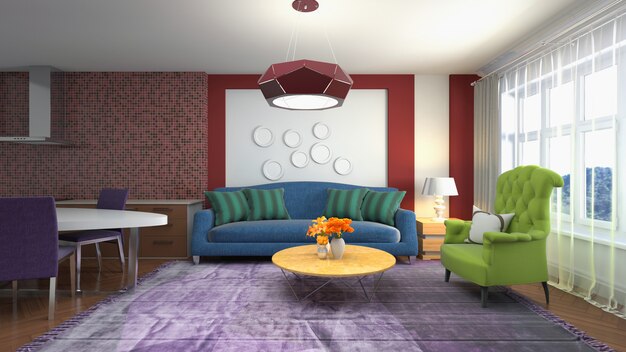 Illustration of the living room interior