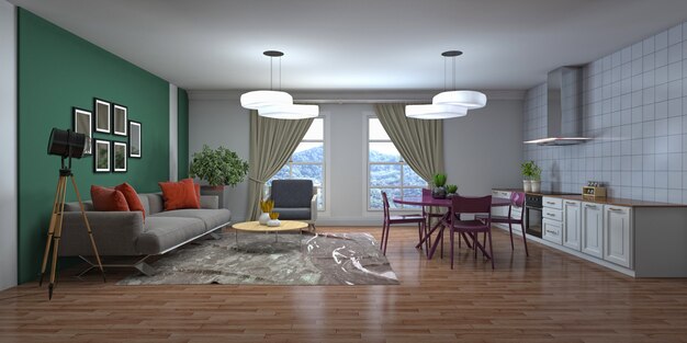 Illustration of the living room interior