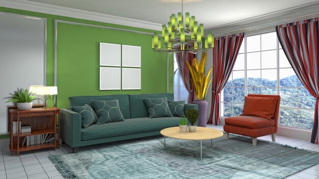 Illustration of the living room interior