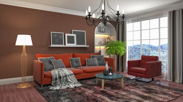 Illustration of the living room interior