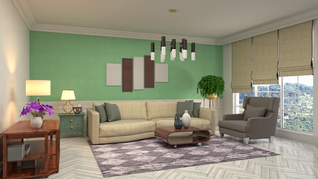 Illustration of the living room interior