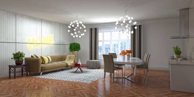 Illustration of the living room interior