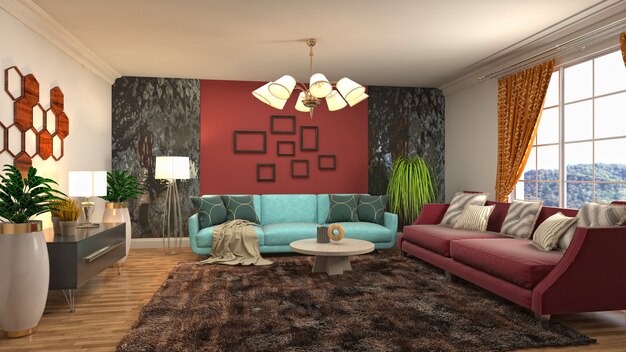 Illustration of the living room interior