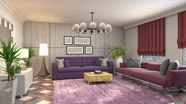 Illustration of the living room interior