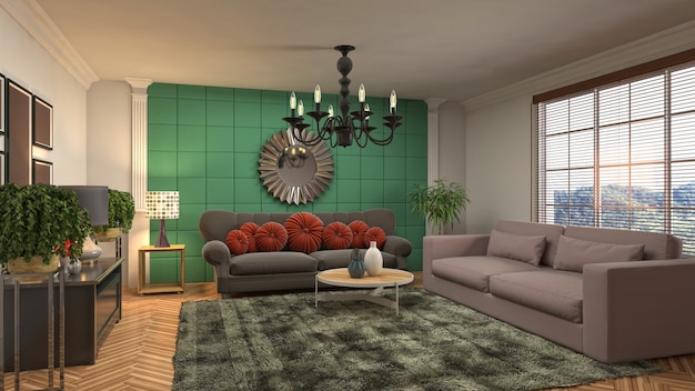 Illustration of the living room interior