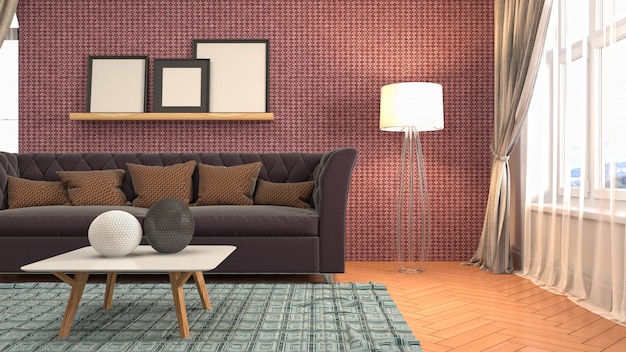 Illustration of the living room interior