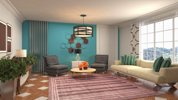 Illustration of the living room interior