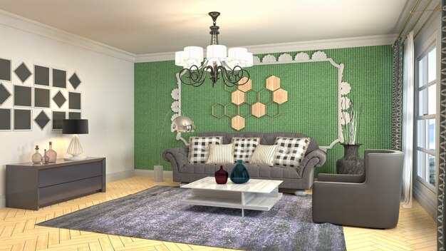 Illustration of the living room interior