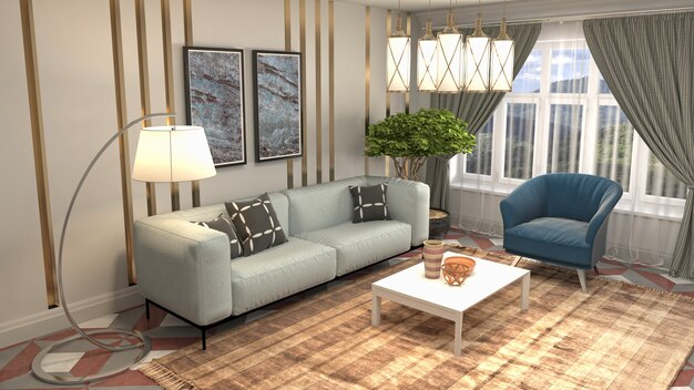 Illustration of the living room interior