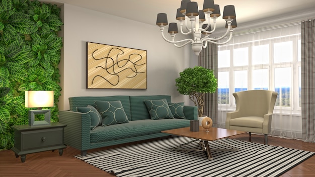 Illustration of the living room interior