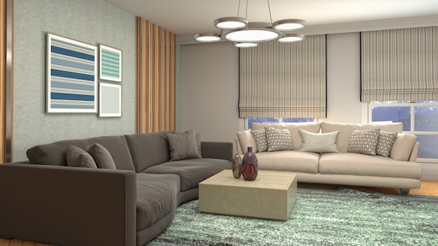 Illustration of the living room interior