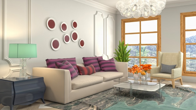 Illustration of the living room interior