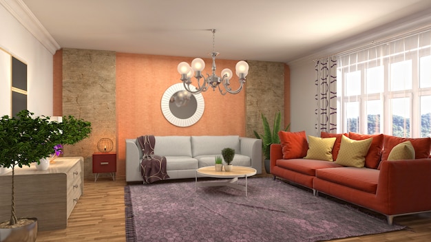 Illustration of the living room interior