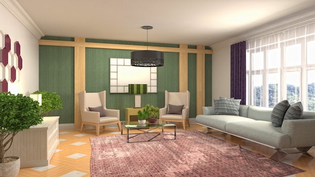 Illustration of the living room interior