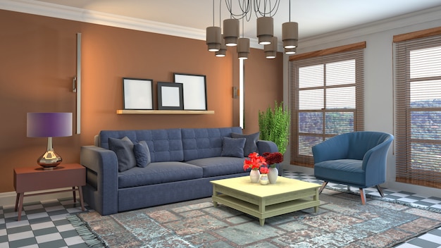 Illustration of the living room interior