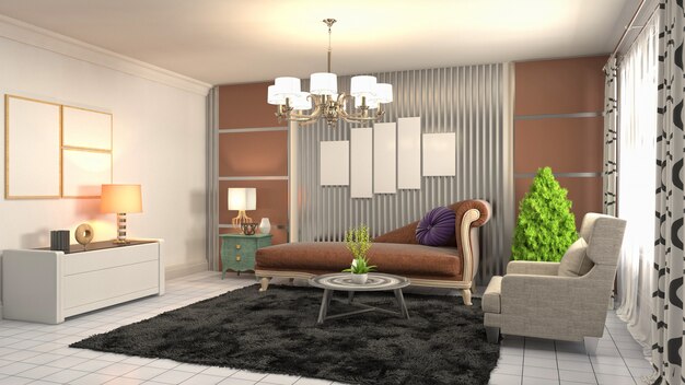 Illustration of the living room interior