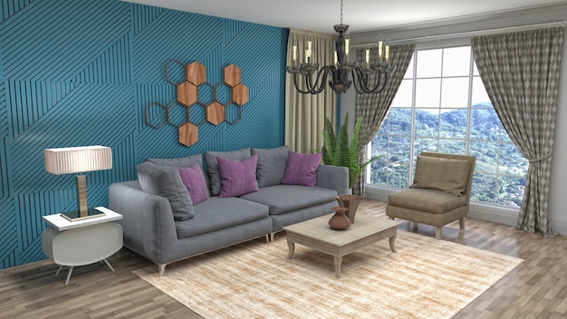 Illustration of the living room interior