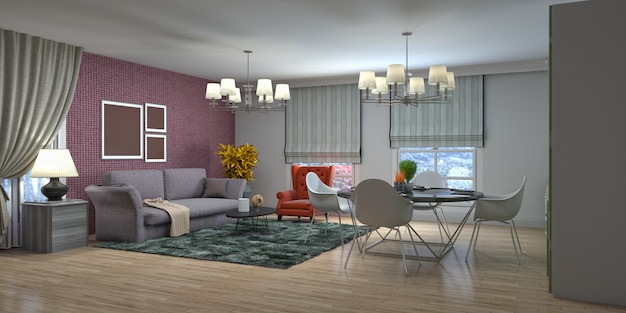 Illustration of the living room interior