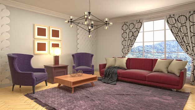 Illustration of the living room interior