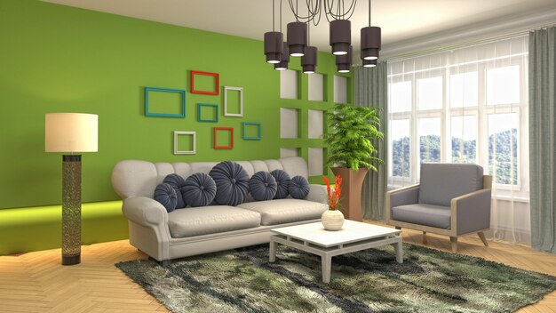 Illustration of the living room interior