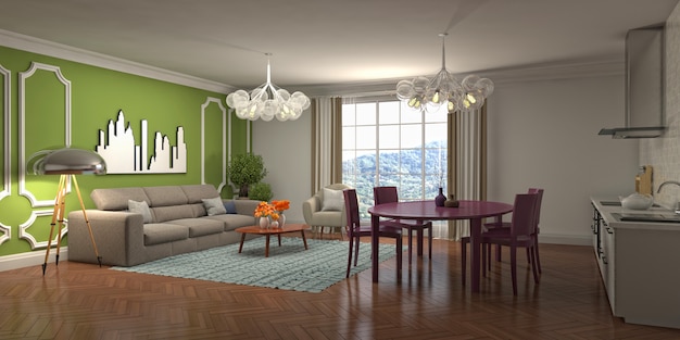 Illustration of the living room interior