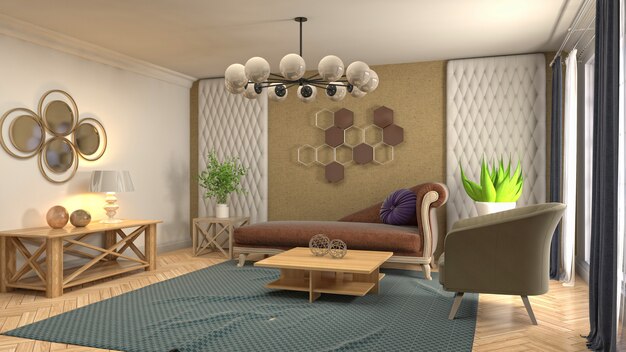 Illustration of the living room interior