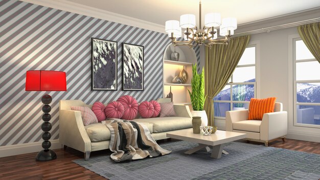 Illustration of the living room interior