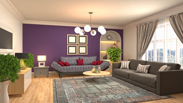 Illustration of the living room interior