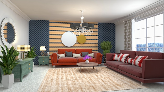 Illustration of the living room interior