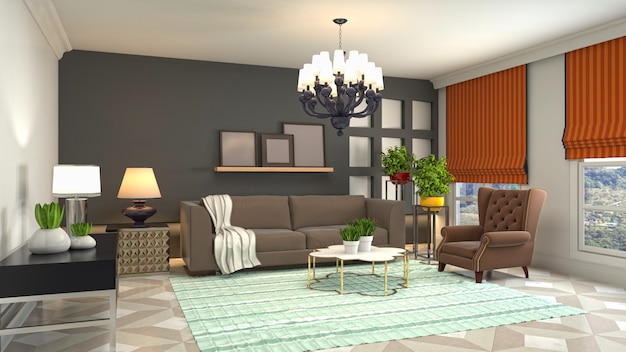 Illustration of the living room interior