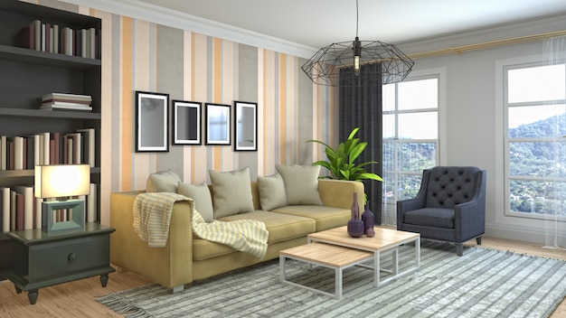 Illustration of the living room interior