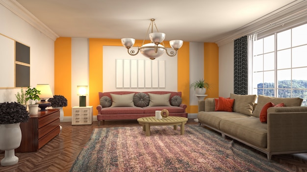 Illustration of the living room interior