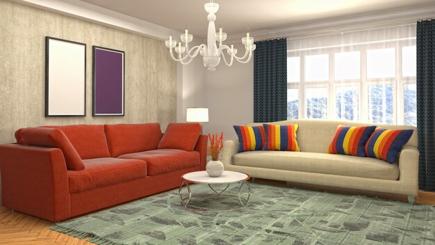 Illustration of the living room interior