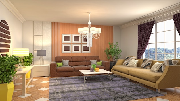 Illustration of the living room interior