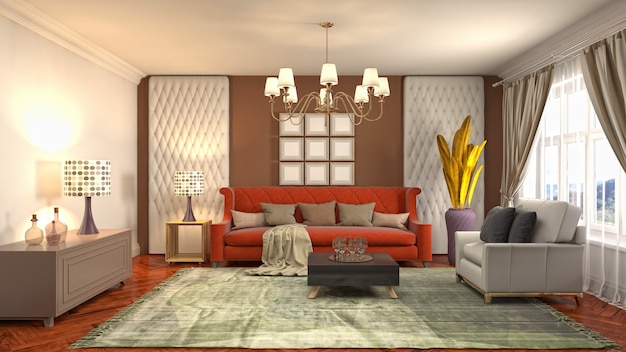 Illustration of the living room interior