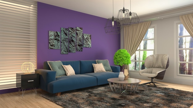 Illustration of the living room interior