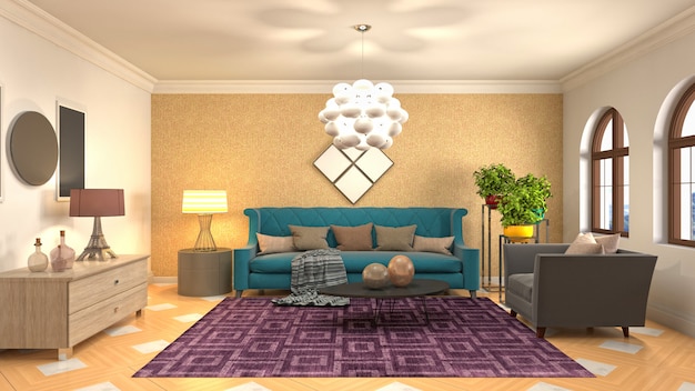 Illustration of the living room interior