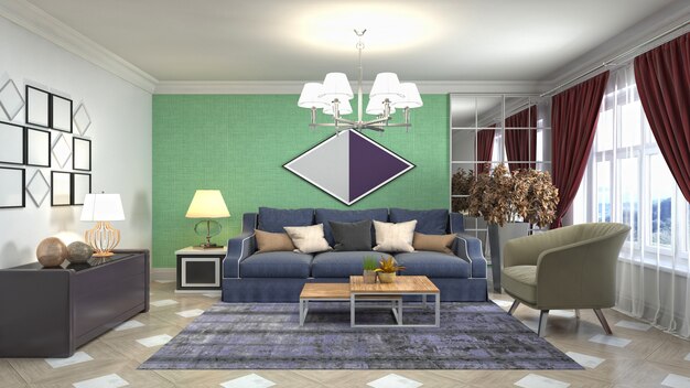 Illustration of the living room interior