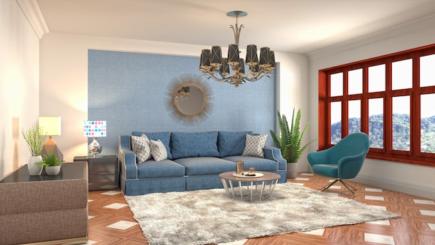 Illustration of the living room interior