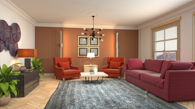 Illustration of the living room interior