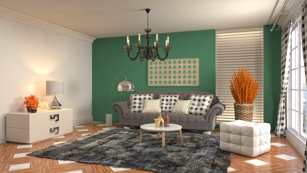 Illustration of the living room interior