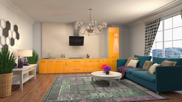 Illustration of the living room interior