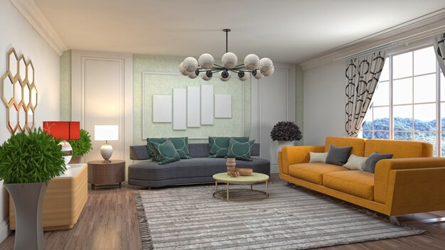 Illustration of the living room interior