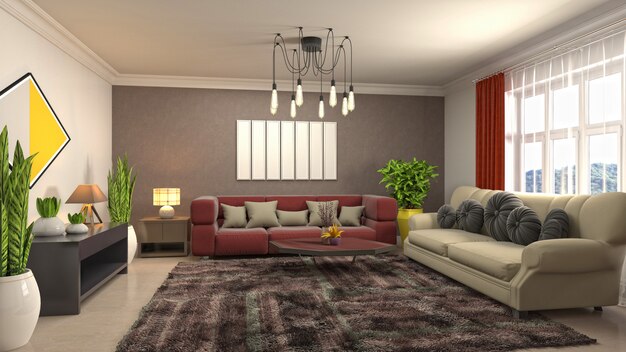 Illustration of the living room interior