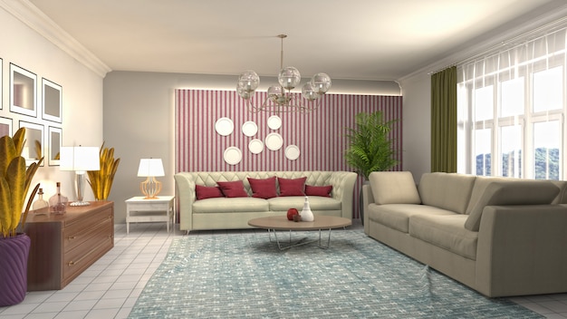 Illustration of the living room interior