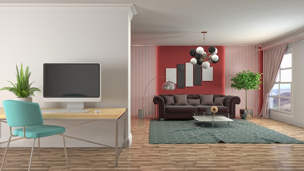 Illustration of the living room interior