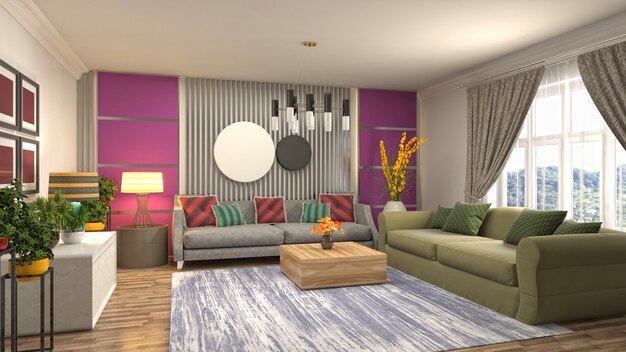 Illustration of the living room interior