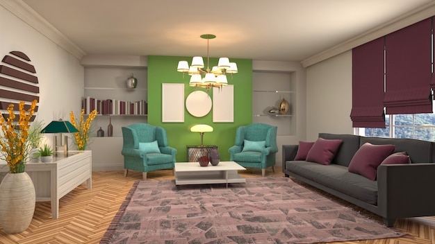 Illustration of the living room interior